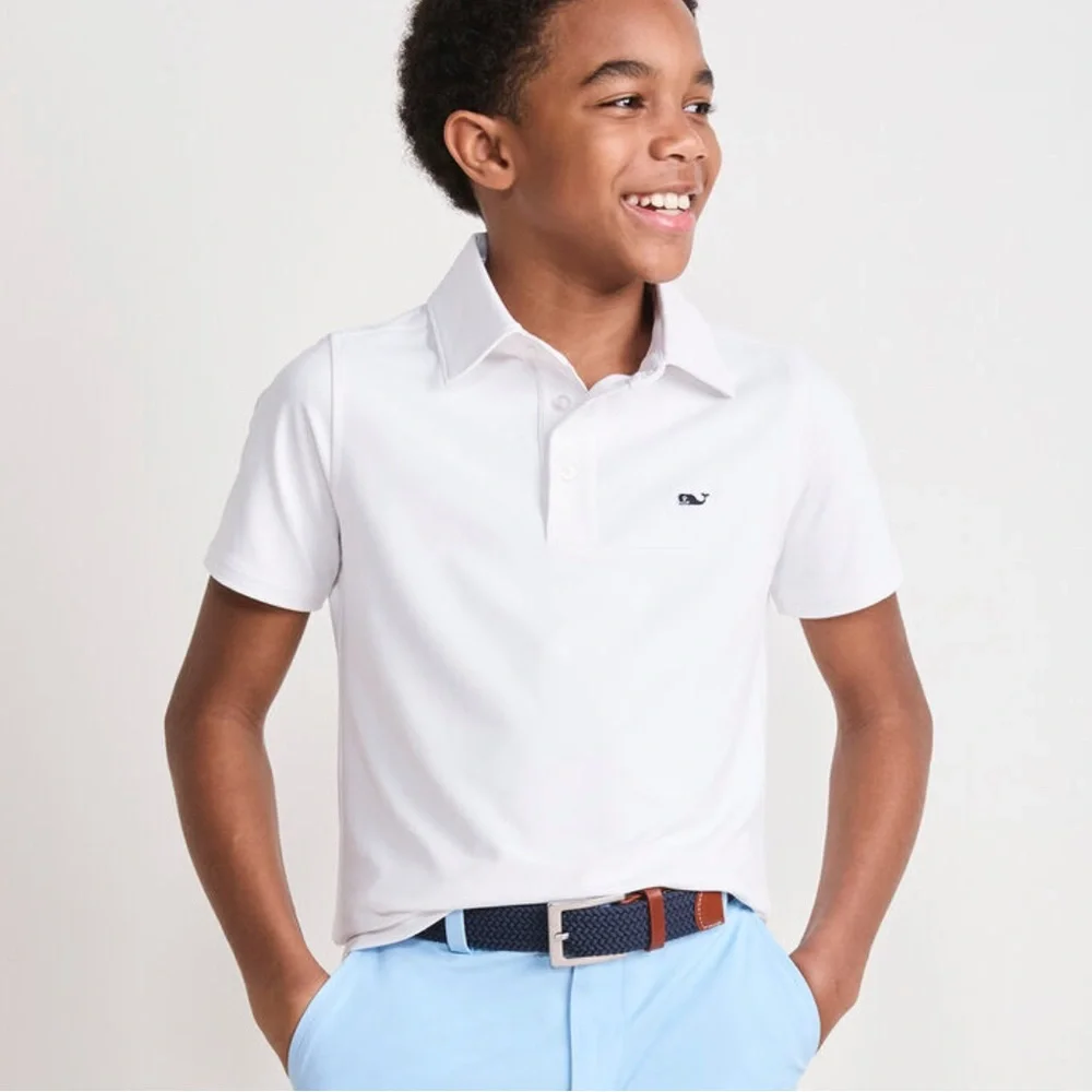 Vineyard Vines Kids/Boys Medium White Polo Shirt - Picture 1 of 5